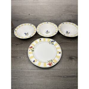 Noritake Summer Estate Round 9.5” Vegetable Bowl & 12.5” Platter ~Set Of 4